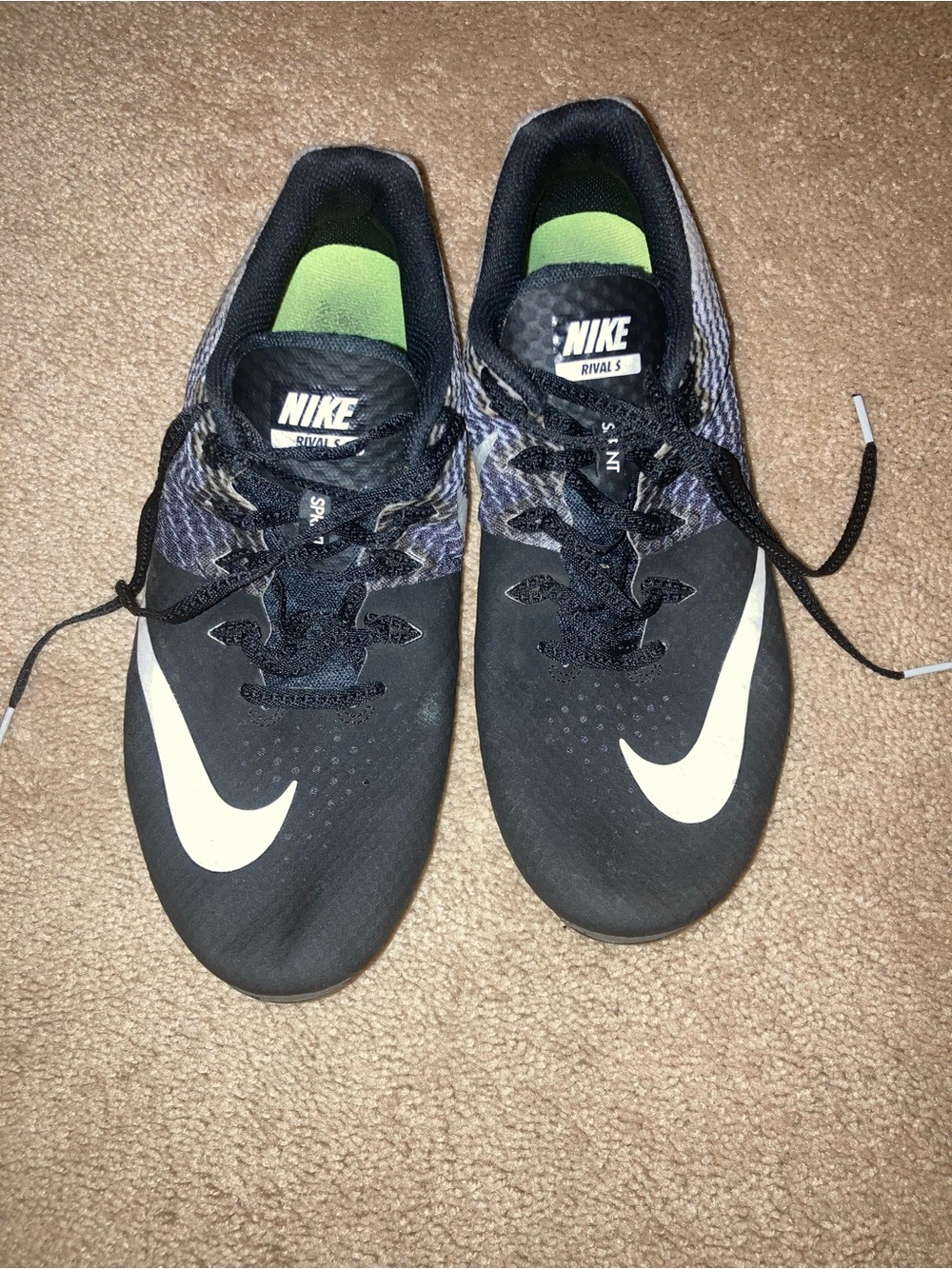 Nike Rival S Black & White Spikes